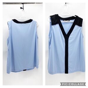 Karl Lagerfeld  Vneck Sleeveless Top with Lace Detail